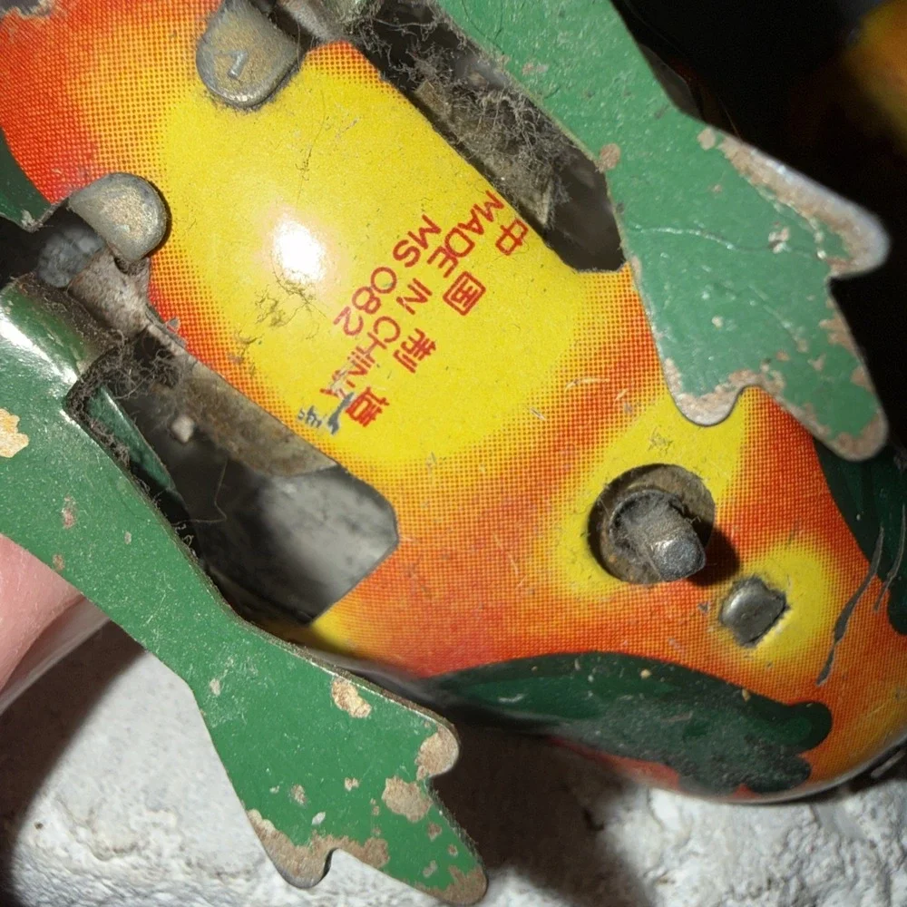 Early Chinese Tinplate Clockwork/Wind-Up‎ Swimming Duck Green Frog Yellow Chick